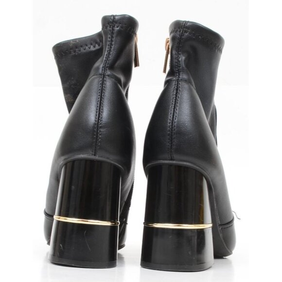 London Fog  Jericho Chunky Ankle Booties Black Vegan Leather Boots Womens 6.5M - Picture 5 of 11